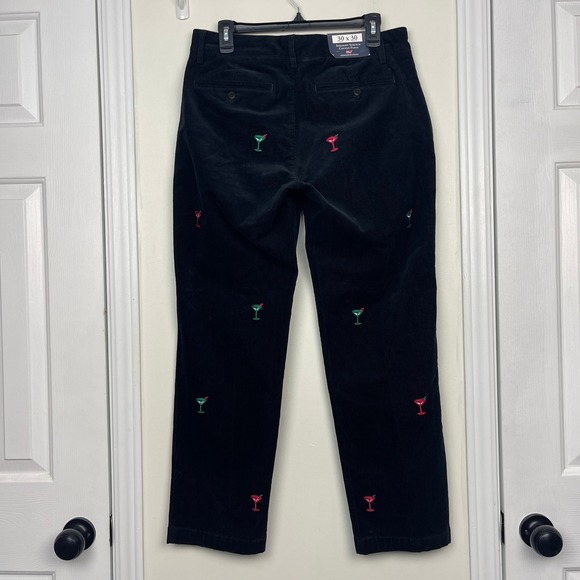 NEW Vineyard Vines ALL OVER MARTINI Corduroy Pants Mens 30x30 Blac Stretch - Picture 4 of 12